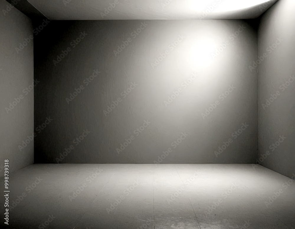 Leinwandbilder a black and white simple, empty room with a single light source on the right side, casting a shadow 