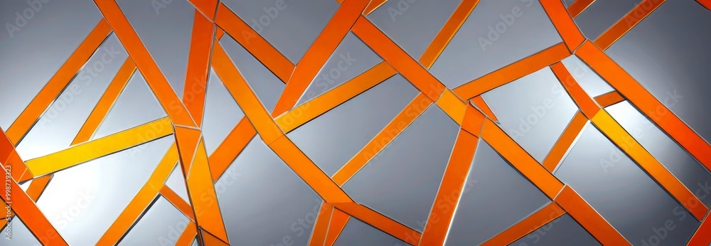 Aufkleber a geometric pattern composed of intersecting orange and gray lines, creating a visually striking and abstract design
