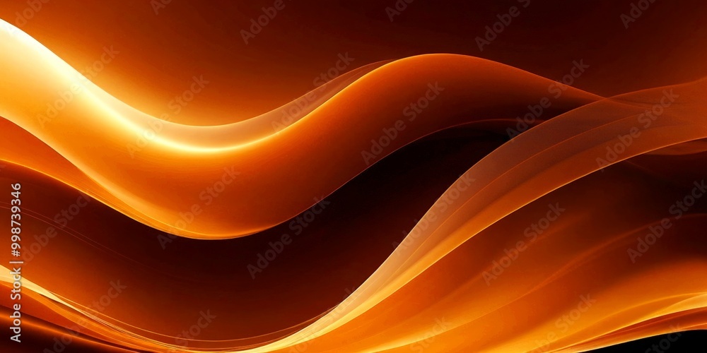 Poster a dynamic abstract composition of orange and brown hues, with a gradient effect transitioning from warm to cool tones The central focus is a wave-like shape, with a