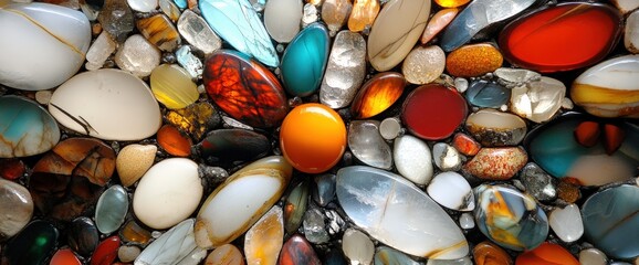 Symmetrical kaleidoscope of vibrant gemstones for creative display or art print