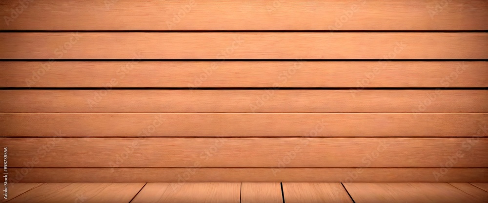 Poster a wooden wall with horizontal planks, creating a textured and uniform surface