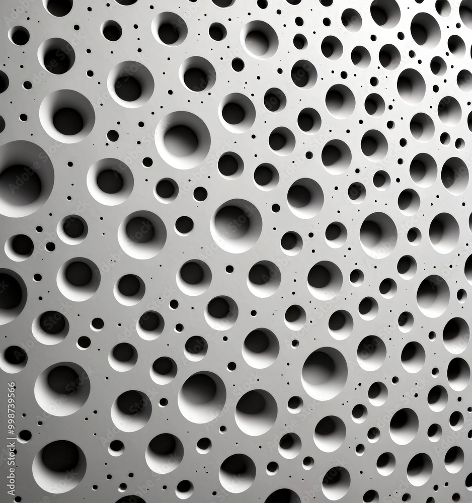Aufkleber a close-up view textured surface with a repeating pattern of circular holes or cavities, creating a visually striking and geometric design