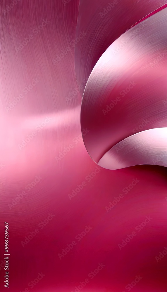 Fototapete a gradient background transitioning from a deep pink at the top to a lighter shade at the bottom, with a subtle metallic texture dominated by a curved line