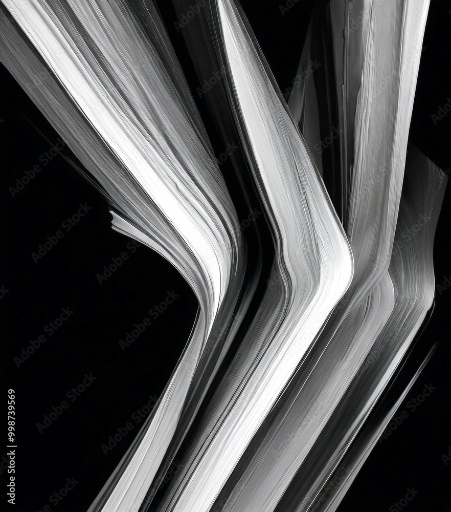 Leinwandbilder a striking black and white abstract composition featuring a series of curved lines and shapes that create a sense of movement and dynamism