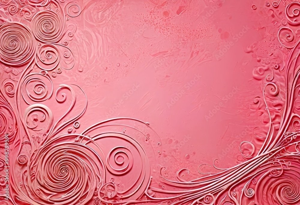 Leinwandbilder a pink background with a repeating pattern of white swirls and curves, creating a visually striking and abstract design