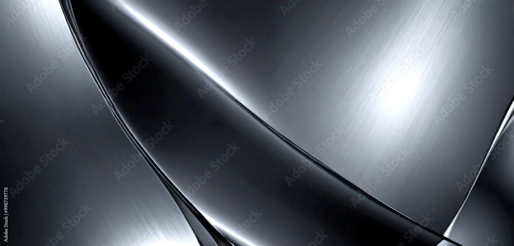 Fototapete a dark, abstract background with a metallic, curved texture The predominant color is black, with subtle silver accents adding depth and contrast The does not contain