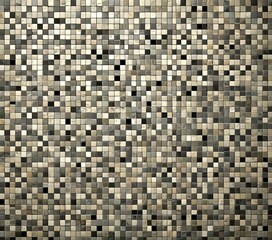 a mosaic pattern composed of small square tiles in various shades of gray and black, arranged in a grid-like pattern