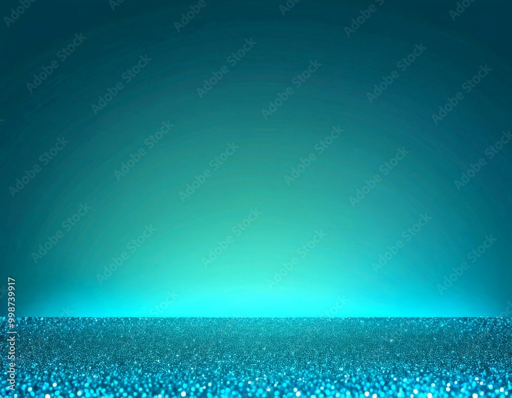 Poster A gradient background transitioning from a deep blue at the top to a lighter shade at the bottom, with a glittering texture overlaying the bottom half