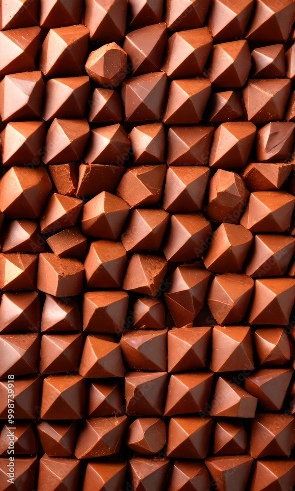 Aufkleber A close-up chocolate surface composed of numerous irregularly shaped chocolate pieces arranged in a grid-like pattern