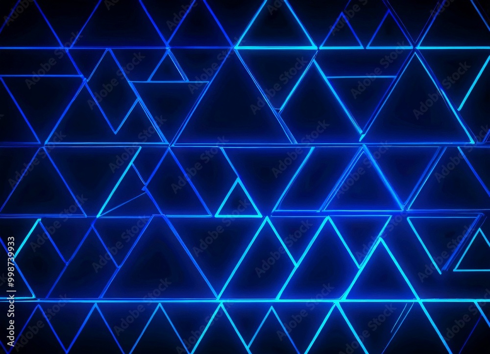 Poster a geometric pattern composed of numerous triangles, each exhibiting a unique color and size, arranged in a grid-like fashion The triangles are illuminated by