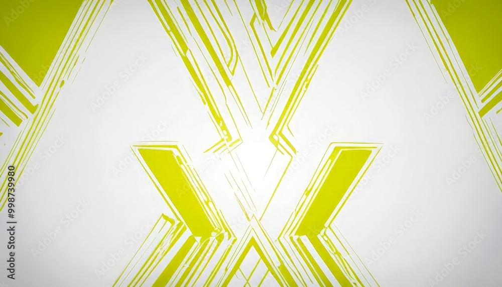 Poster a geometric pattern with intersecting lines and shapes in shades of green and white, creating a visually striking and abstract composition