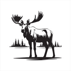 deer silhouette vector illustration, 