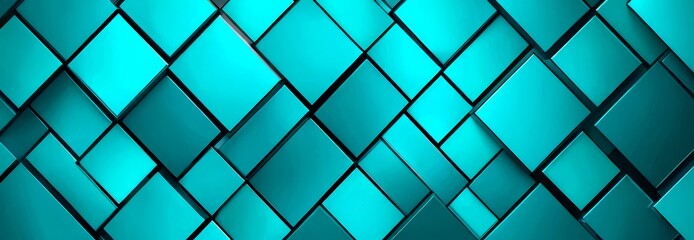 a repeating pattern of square tiles in a vibrant teal color, arranged in a diagonal grid-like pattern The tiles are slightly overlapping, creating a sense of depth