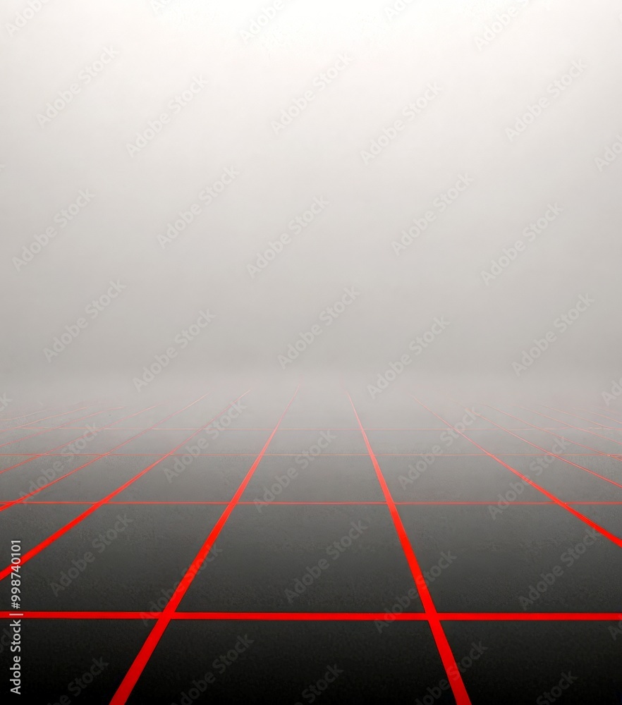 Aufkleber A foggy, abstract background with a grid-like pattern of red lines and a black grid