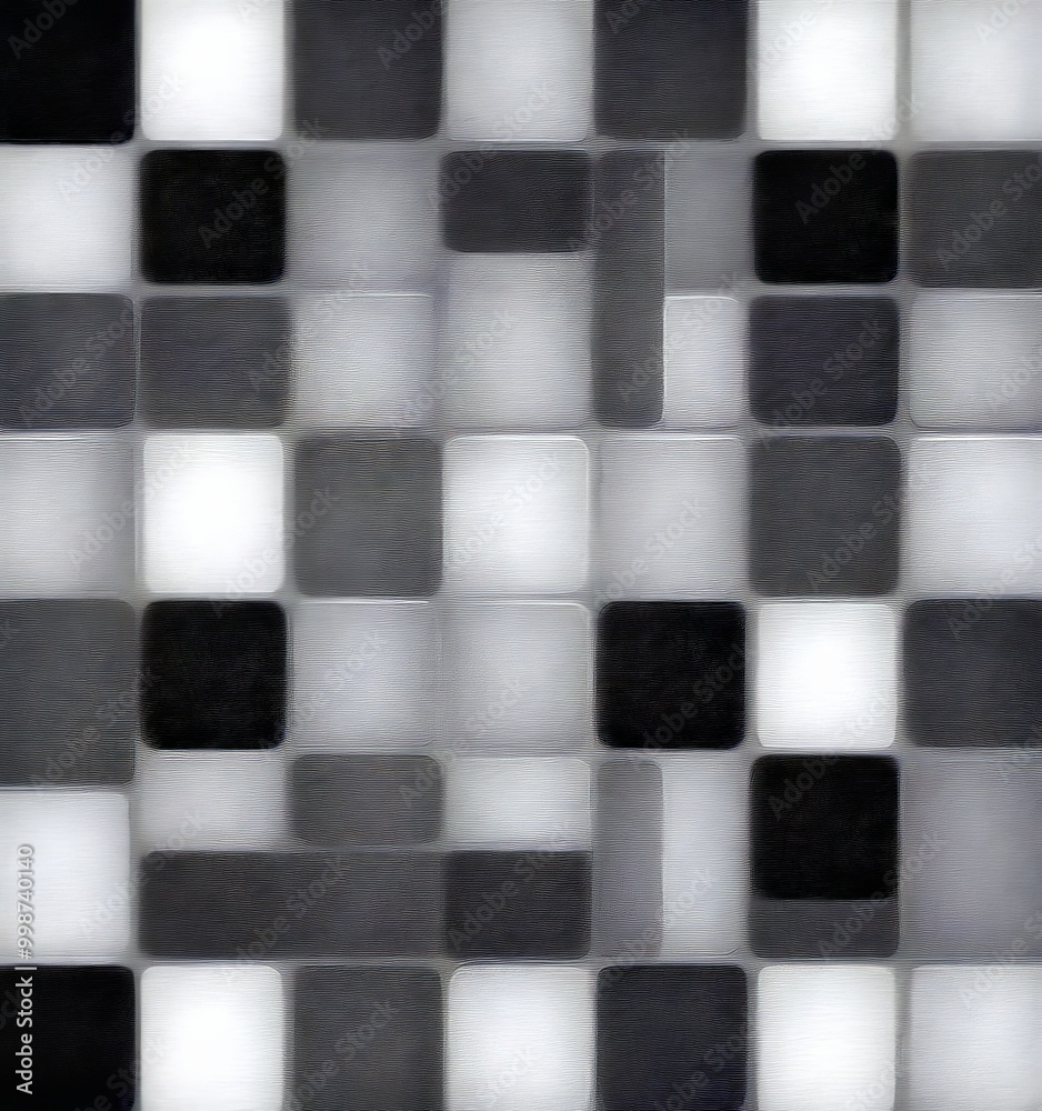 Poster a grid of square tiles in varying shades of gray, creating a visually interesting pattern