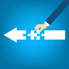 Teamwork working together to success, cooperation or team building collaborate to solve problem, partnership, help and support, business people colleagues help work together to connect jigsaw puzzle.