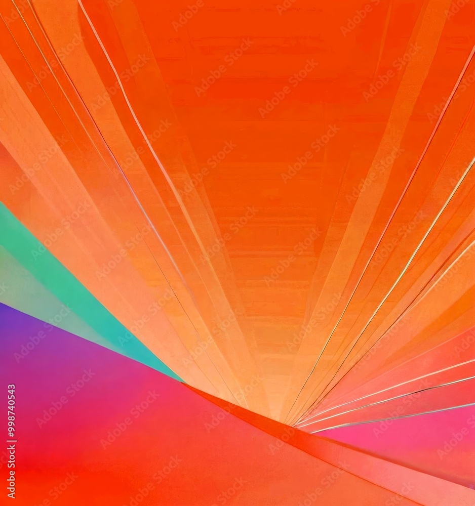Fototapete a vibrant abstract composition with a gradient of peach and pink hues, creating a sense of depth and movement The central focus is a diagonal line that extends from the top