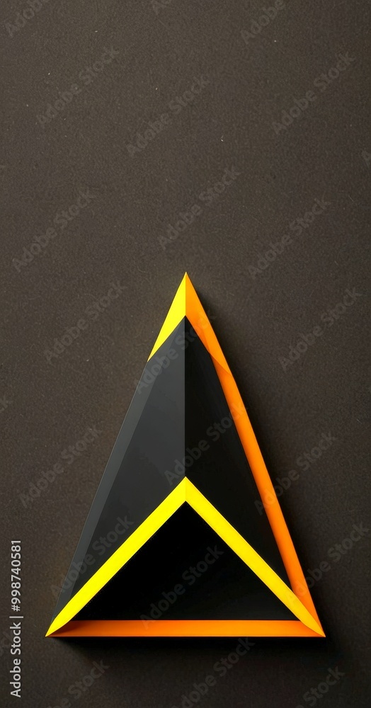 Aufkleber A geometric design consisting black triangle with a yellow triangle on top, set against a dark background