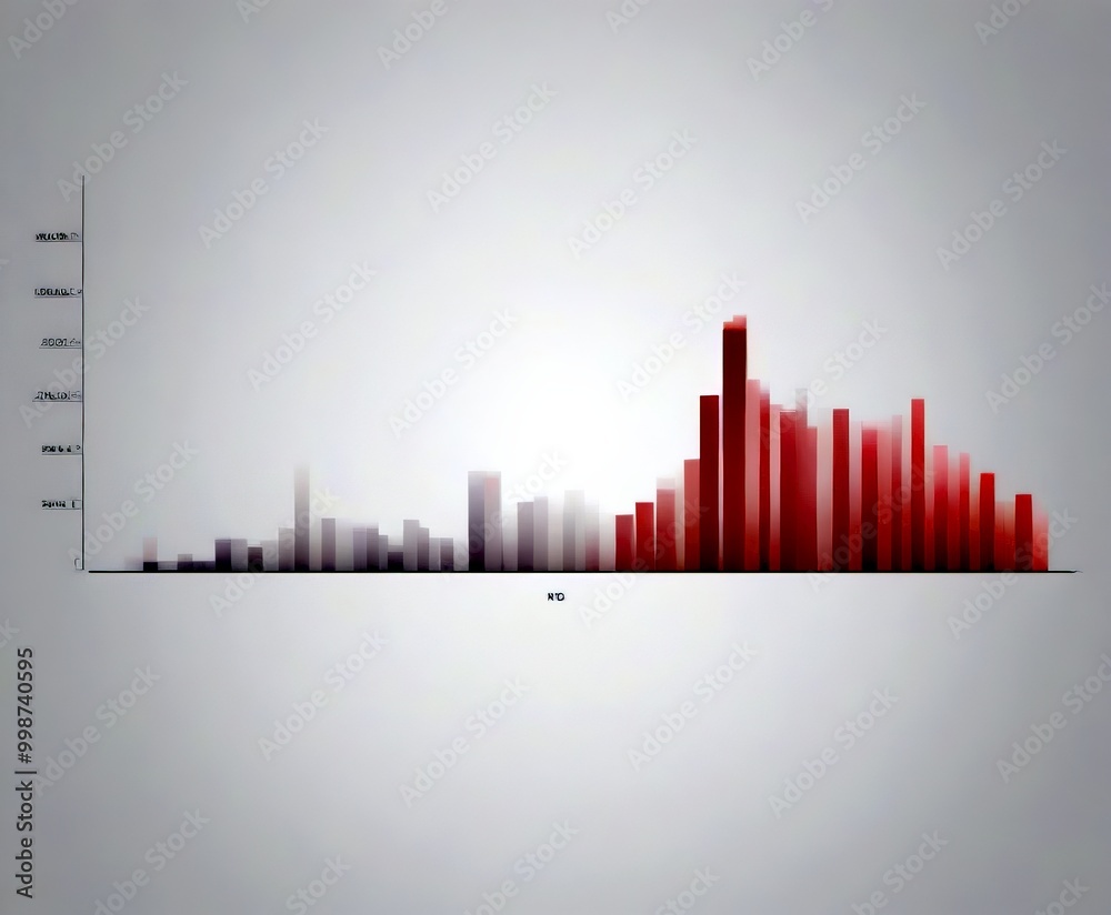 Leinwandbilder A line graph with a red line and a gray line, representing a continuous data set