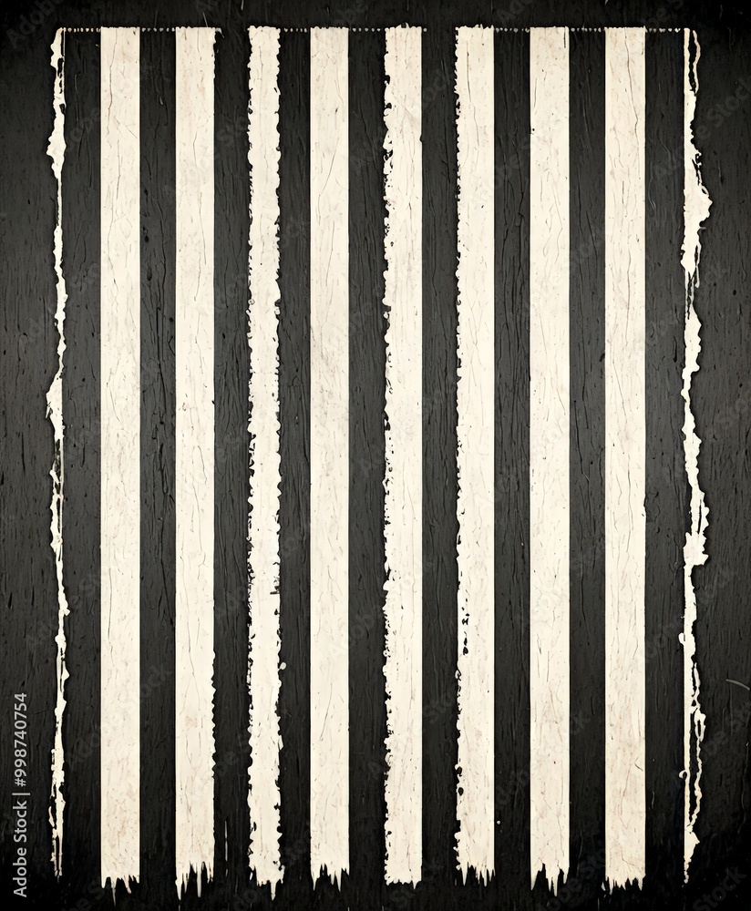 Poster a close-up view black and white striped pattern on a textured surface, with the stripes appearing sl