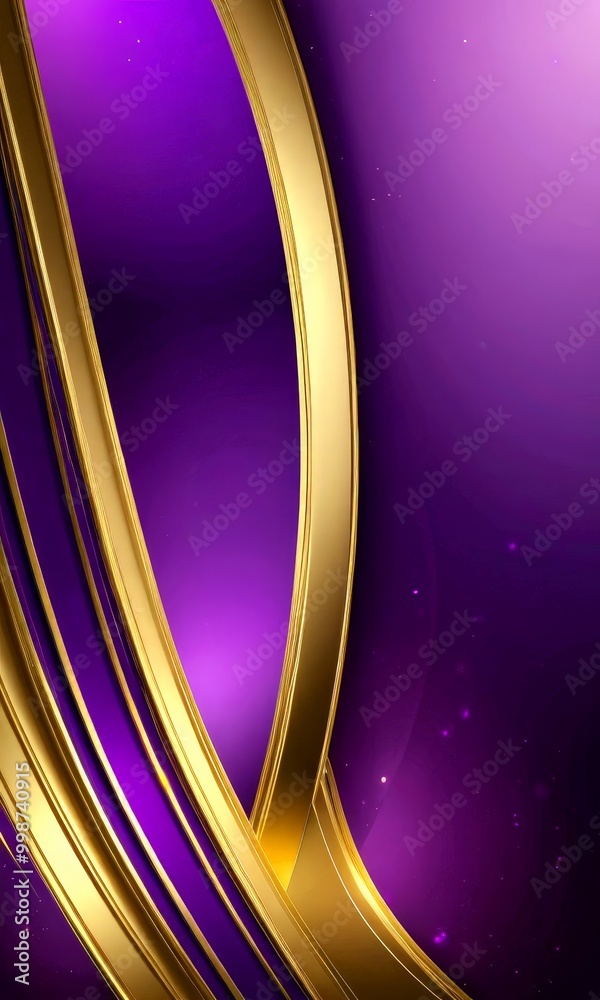 Aufkleber a striking abstract composition with a gradient of purple and gold The central element is a curved gold line that extends diagonally across the , creating a sense