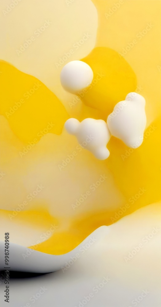 Aufkleber a of abstract shapes and forms, predominantly in shades of yellow and white, with a subtle gradient 