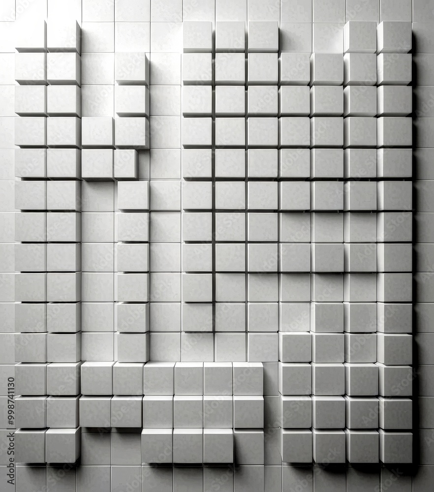 Poster A grid of white cubes, arranged in a repeating pattern, creating a visually striking abstract design