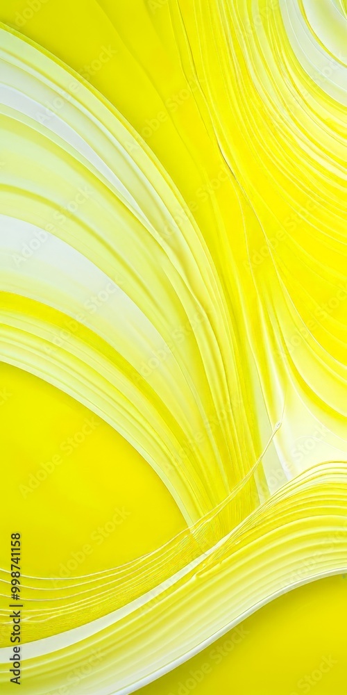 Aufkleber a vibrant abstract composition of curved lines and swirls in a bright yellow and white color scheme, creating a dynamic and visually striking effect