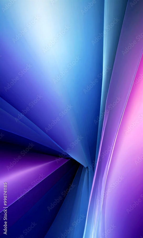 Poster a vibrant abstract composition of intersecting lines and curves in shades of blue, purple, and pink, creating a dynamic and visually striking effect
