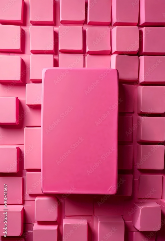 Aufkleber a pink cube with a white center, surrounded by a grid of identical pink cubes