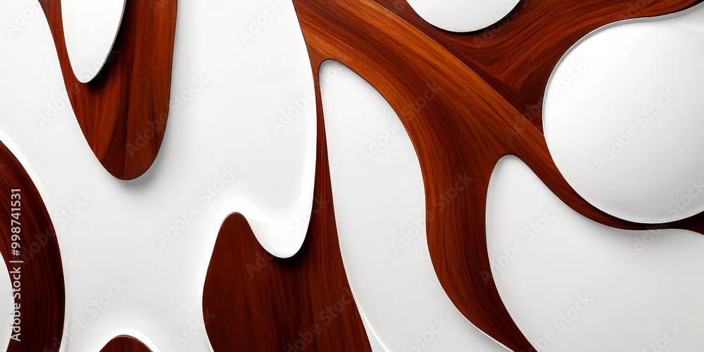 Aufkleber Abstract featuring a pattern of curved lines and shapes in brown and white, creating a dynamic and visually striking composition