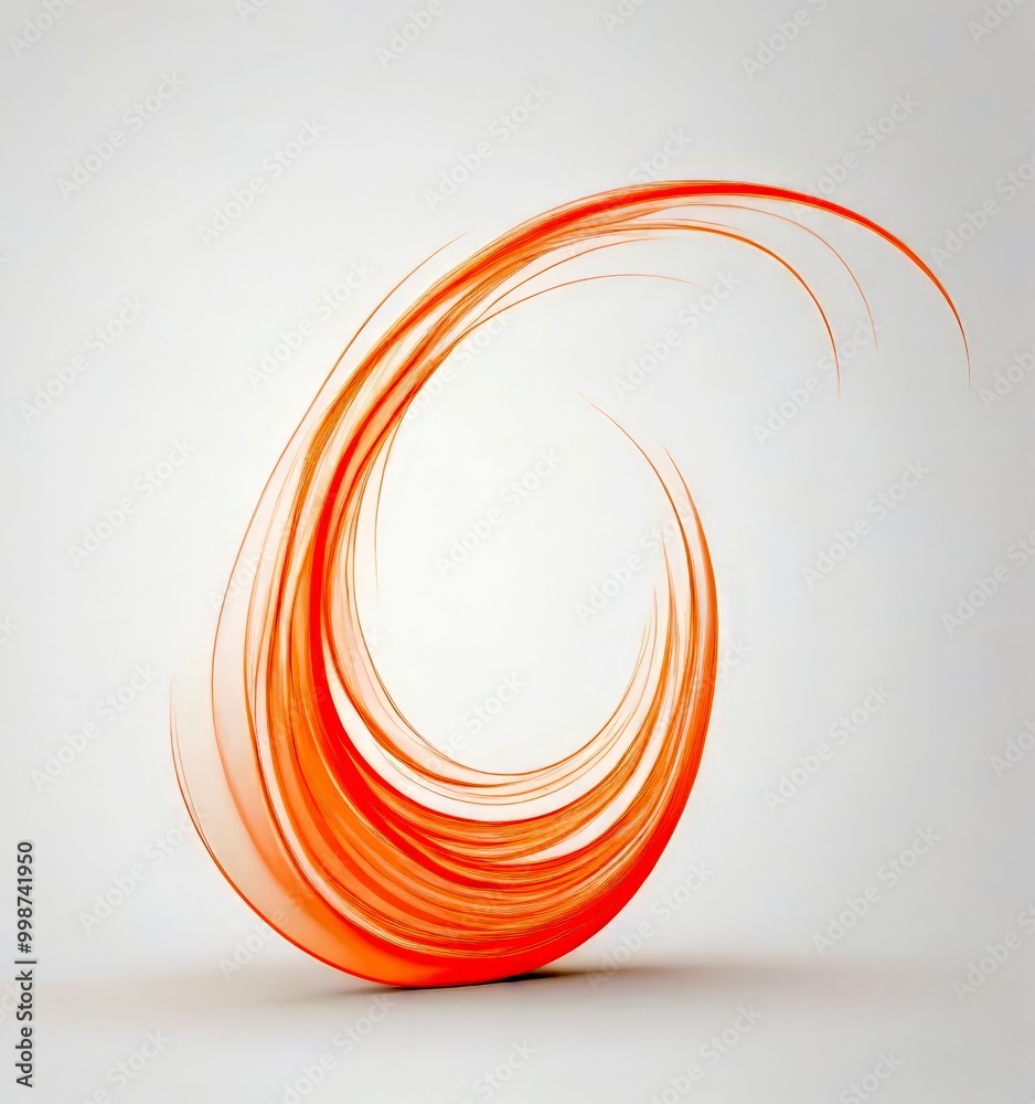 Poster a stylized abstract representation wave, composed of curved lines in shades of orange and white, set