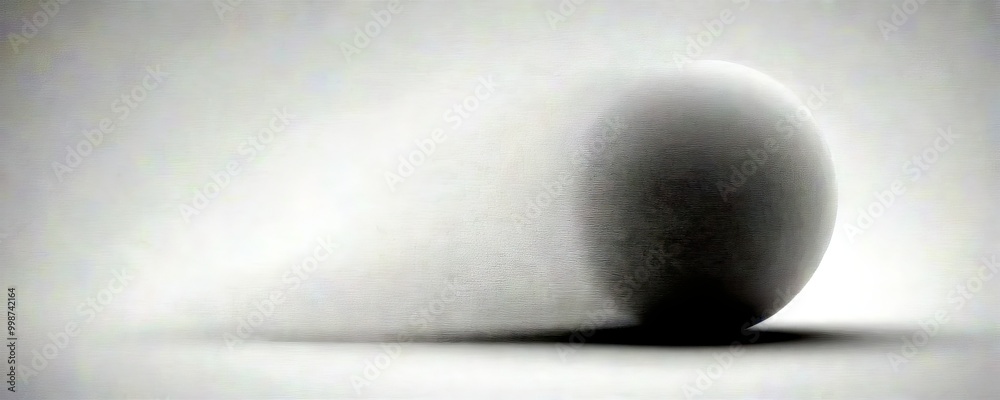 Poster a white egg rests on a plain white background, casting a shadow on the right side of the