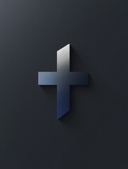 Fototapeta premium logo design featuring a cross symbol on a solid background, with a sleek color palette of blue, black, white, gray, and silver.
