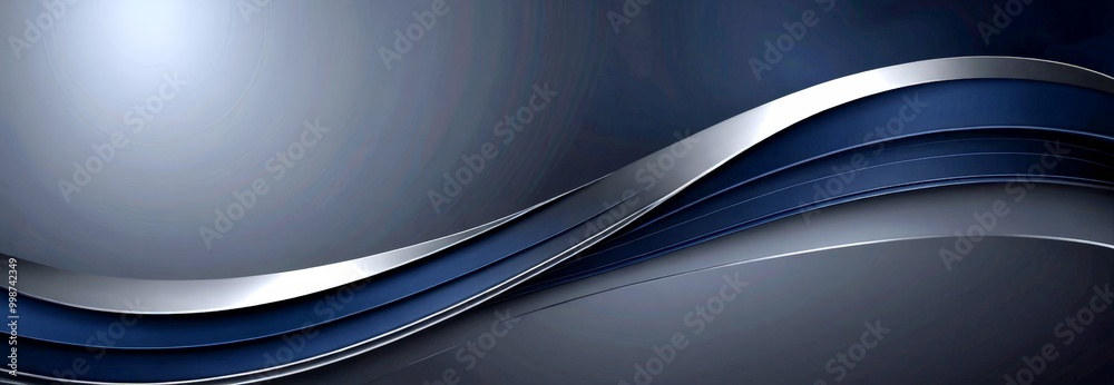 Poster a dark blue and silver abstract background with a gradient effect, creating a sense of depth and movement