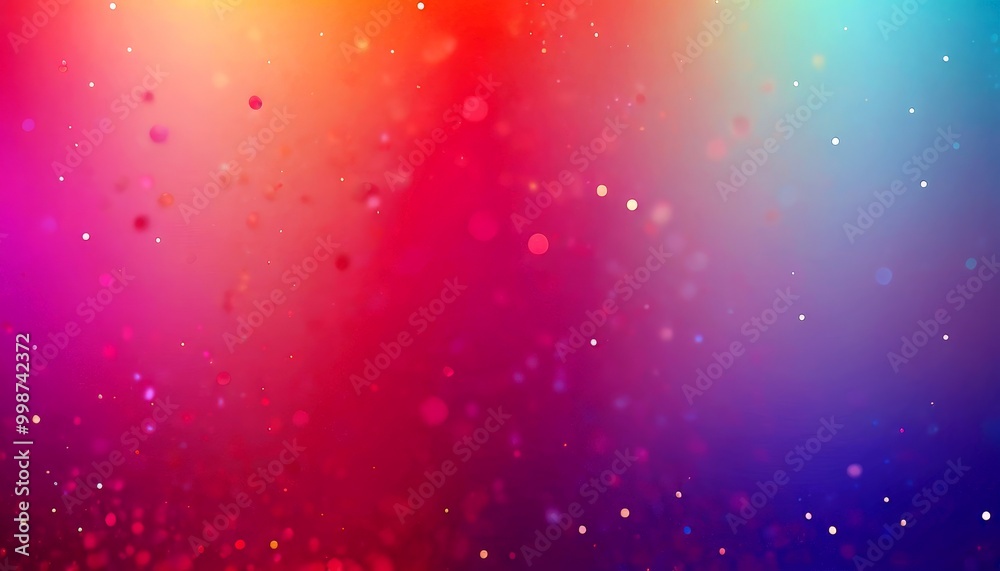 Poster a vibrant gradient background with a gradient of colors transitioning from red to blue, with scattered white dots and a subtle shimmering effect.