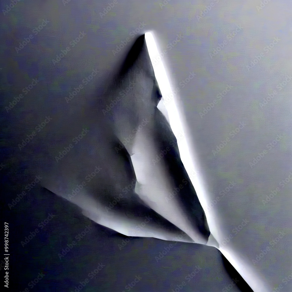 Aufkleber a close-up view piece of white paper with a crease running through it, set against a plain white background