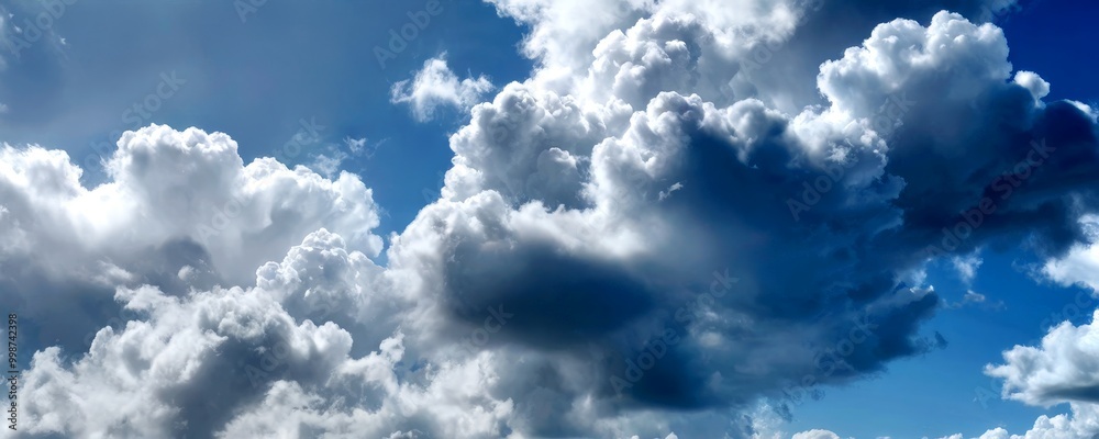 Poster a vast expanse of fluffy white clouds fills the sky, creating a serene and tranquil atmosphere