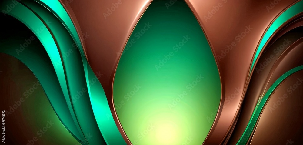 Poster a striking abstract composition with a gradient of green and brown colors the central focus is a lar