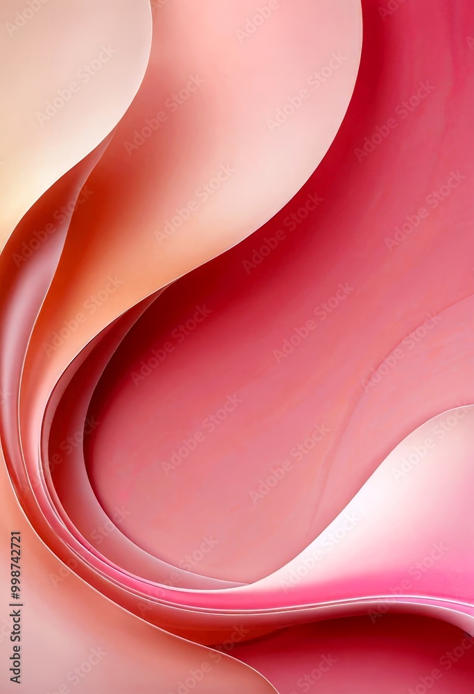 Aufkleber a vibrant abstract composition of pink and white hues, with a gradient effect transitioning from a lighter shade at the top to a darker one at the bottom The curved lines