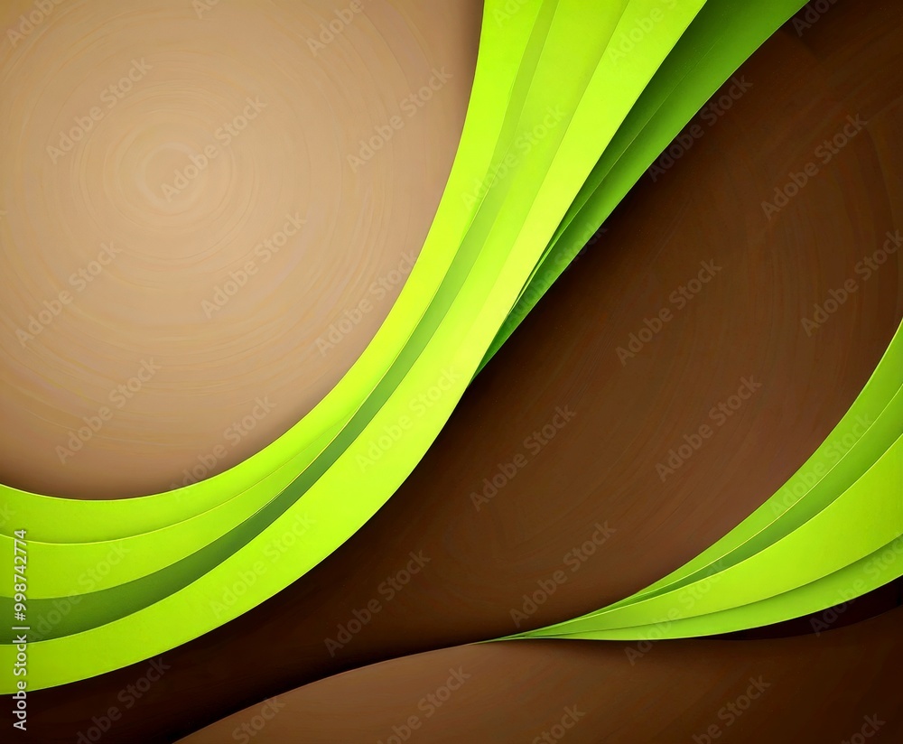 Fototapete a striking abstract composition of curved lines in varying shades of green and brown, creating a dynamic and visually captivating pattern