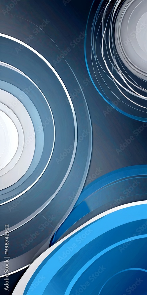 Aufkleber a gray background with three concentric circles of varying sizes and colors, creating a sense of depth and movement