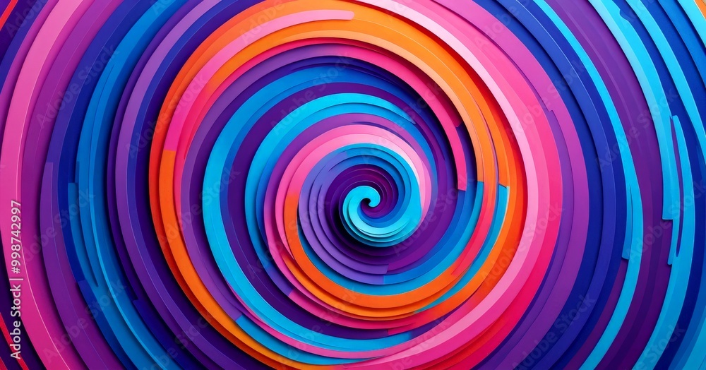 Aufkleber a vibrant, abstract spiral pattern composed of overlapping concentric circles in a variety of bright
