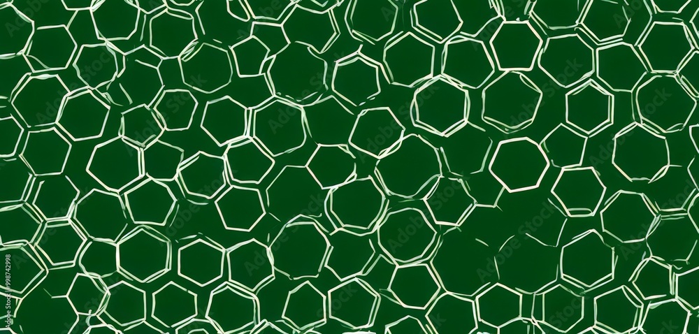 Poster a repeating pattern of white hexagonal shapes on a green background, resembling a chalkboard or chalkboard-like surface