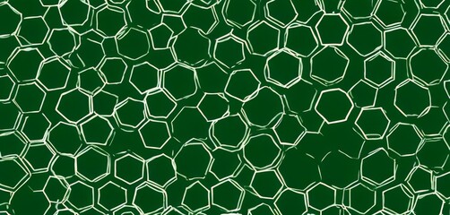 Obraz premium a repeating pattern of white hexagonal shapes on a green background, resembling a chalkboard or chalkboard-like surface
