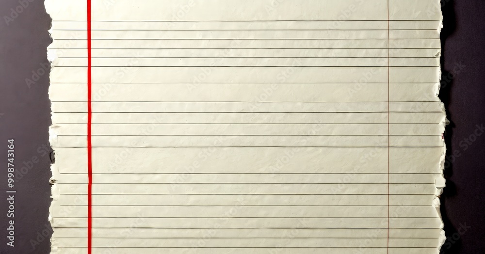 Leinwandbilder a close-up of a piece of paper with a red line running vertically down the middle, against a dark ba