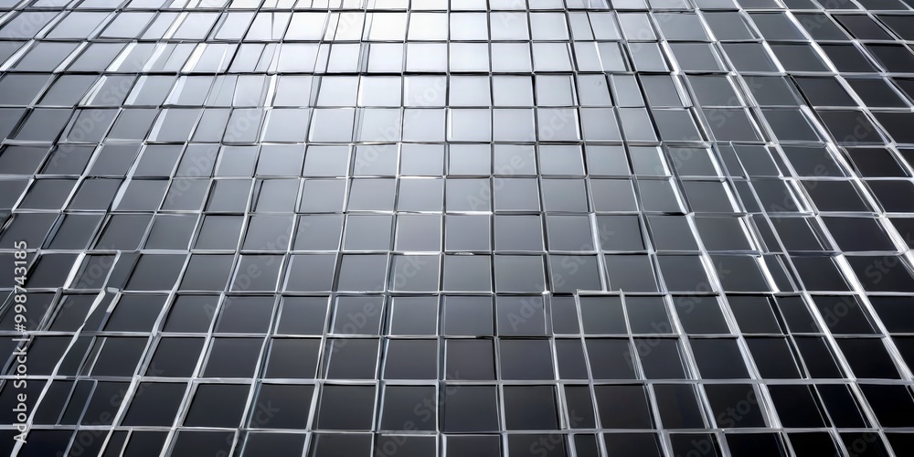 Poster a close-up view grid-like pattern of square tiles, with a gradient of gray and black colors