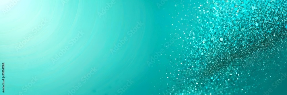 Poster a gradient background transitioning from a light blue at the top to a darker blue at the bottom, with a scattering of small white dots or specks of glitter or glittery