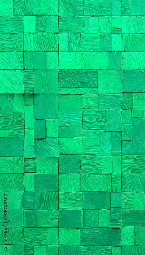 Aufkleber a close-up view textured green surface composed of square tiles arranged in a grid-like pattern