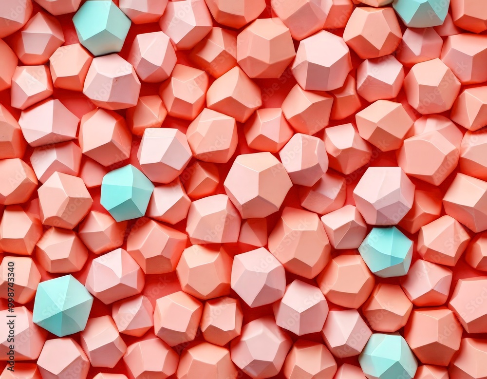Poster a vibrant arrangement of geometric shapes in shades of pink and blue, creating a visually striking a